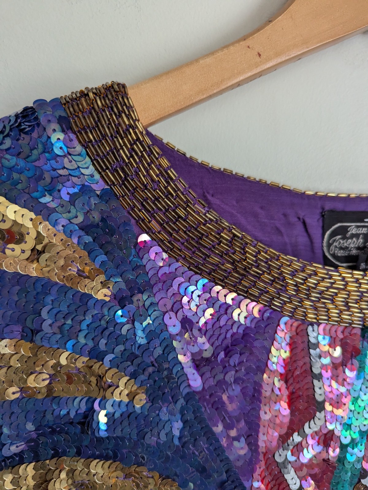 80s 90s Vintage Sequin Beaded Silk Top Art To Wear Cocktail Evening 2X Plus Glam