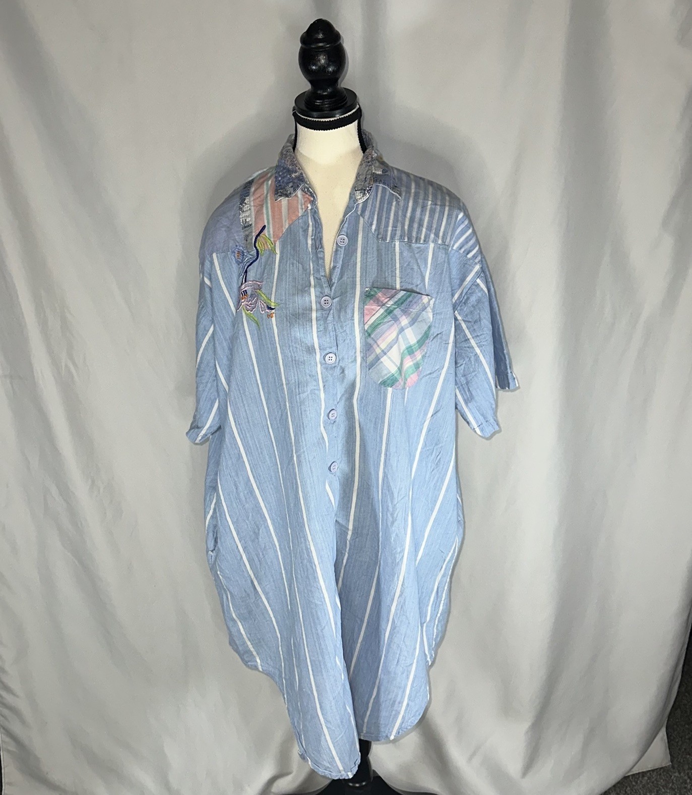 Vintage Patchwork Dress Made In Pakistan Chandni Cotton, One Size Fits All