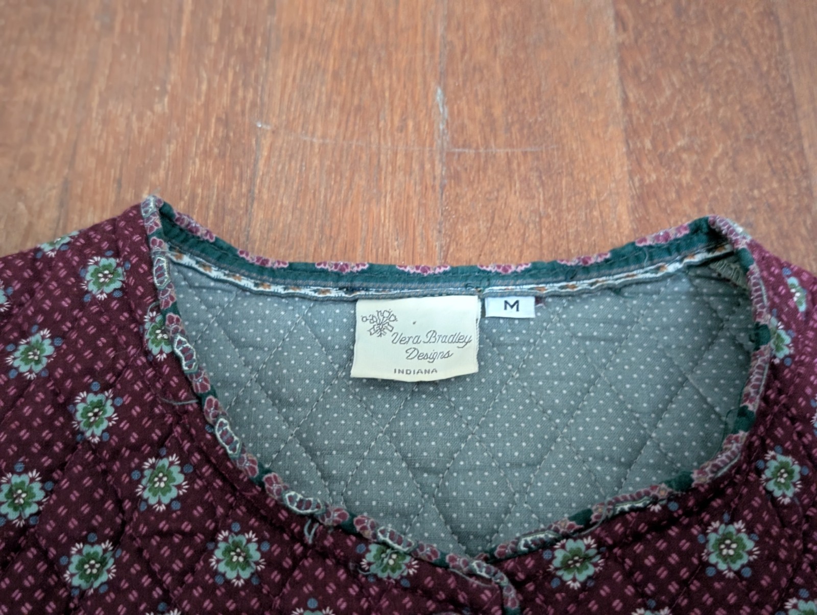 Vintage 80s Vera Bradley Quilted Jacket Tank Skirt & Sash Set Medium Maroon