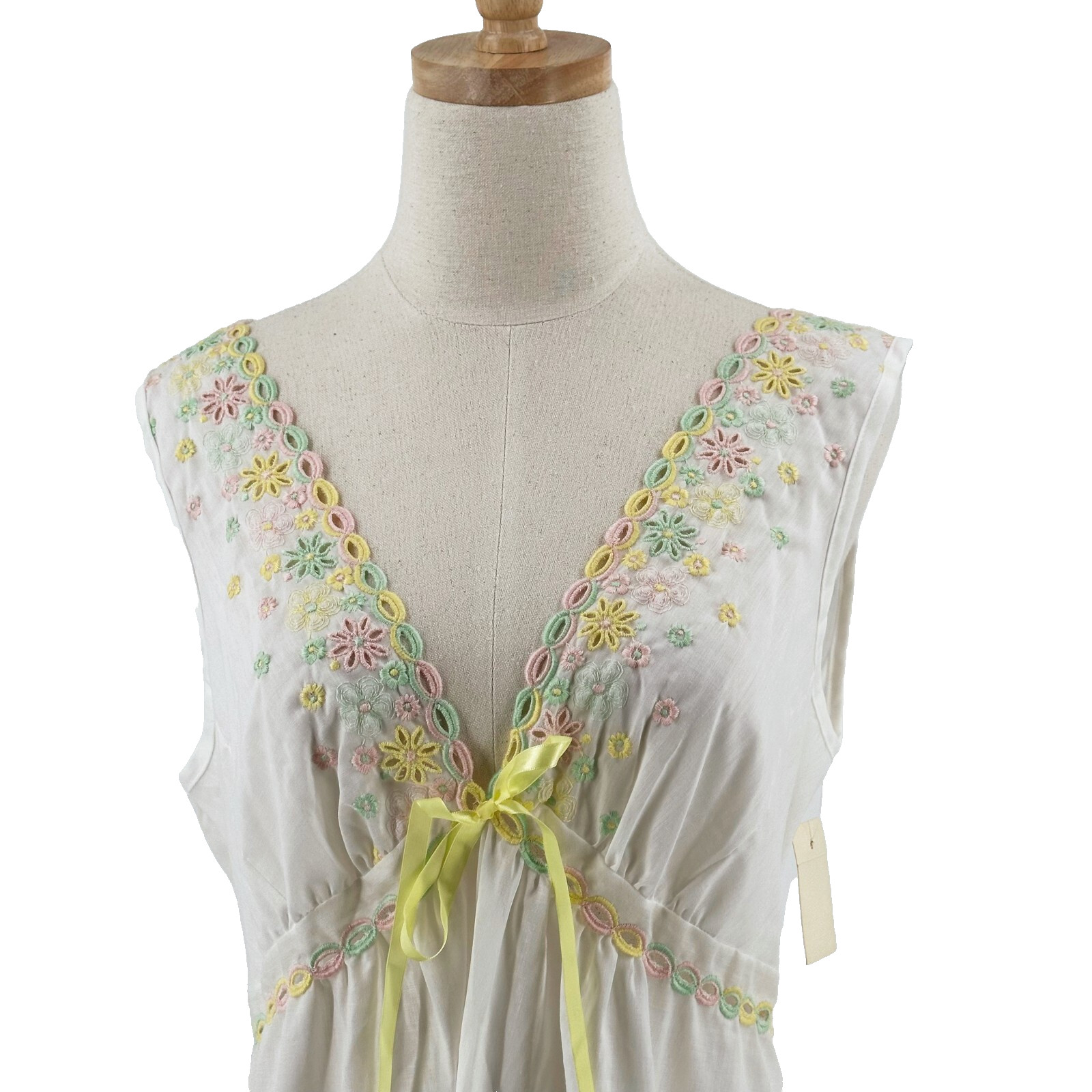 VTG 70s JCPenney Peignoir Set M/L Embroidered Lace Romantic Cottage Prairie Boho