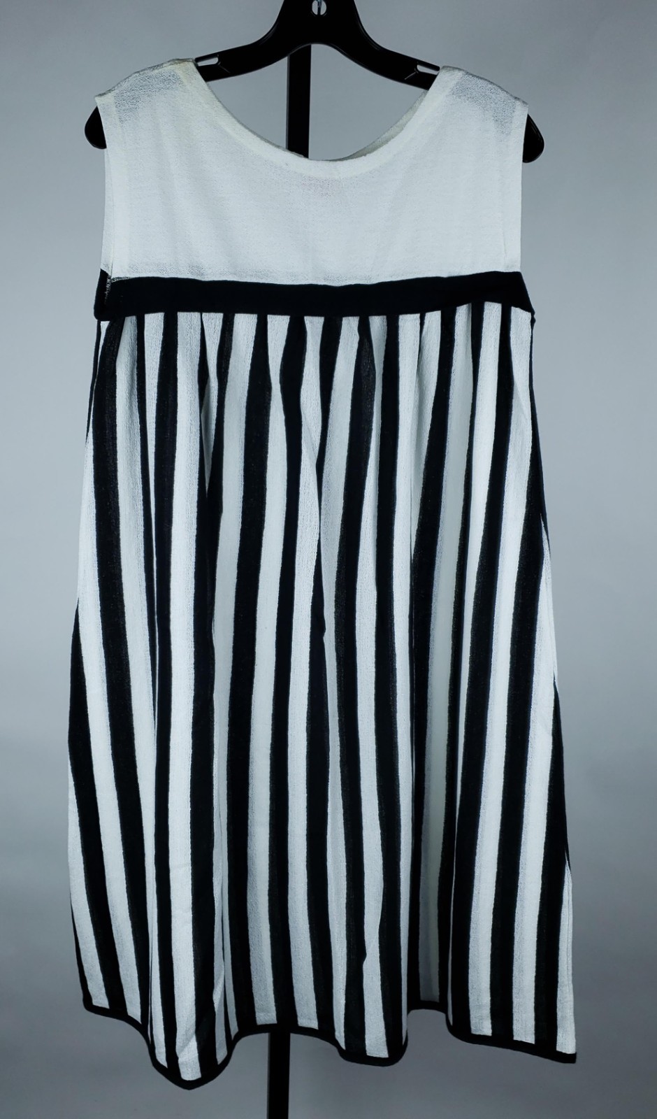 VTG 50s 60s Lolli-Jamas Cotton Mod Shift Dress Black White Stripe Beach Cover Up