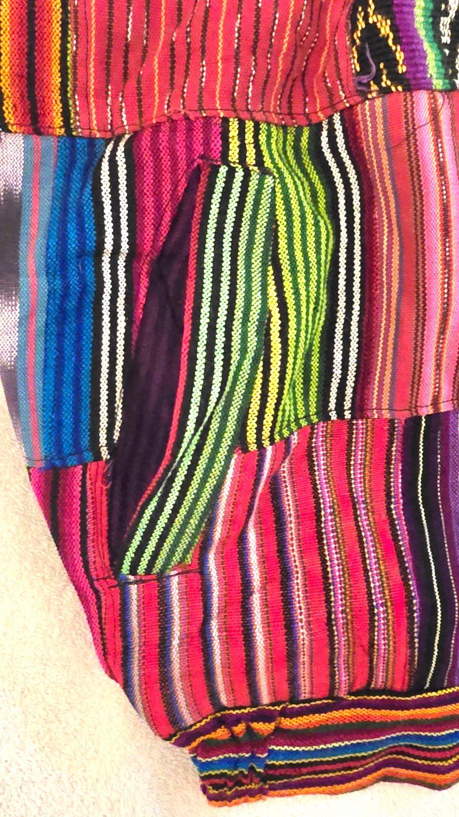 Huipil Strip Guatemala Hippie Patchwork Festival Woven Zip Bomber Jacket VTG 90s