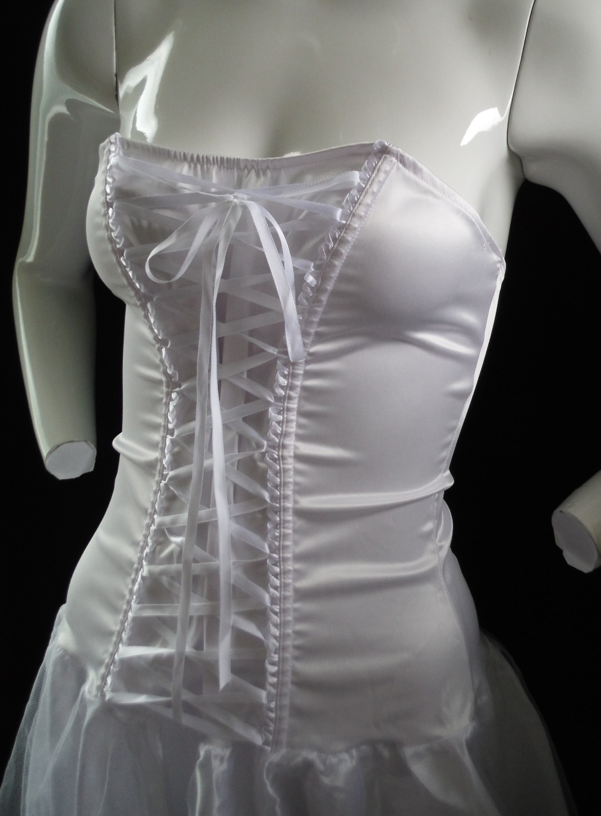 VTG Fredericks of Hollywood 90&rsquo;s New Sexy!! White Lingerie Dress Tie Up Bodice S