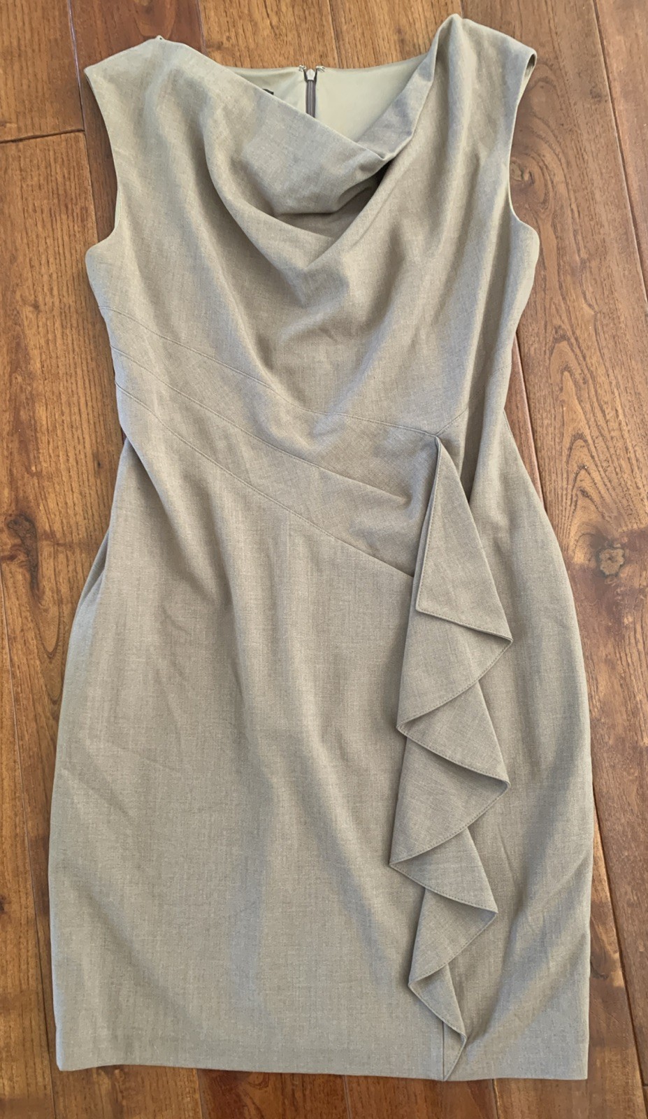 Jones Wear Sleeveless Tank Dress size 6 Minimalist Preppy Cowl Neck Ruffle Lined