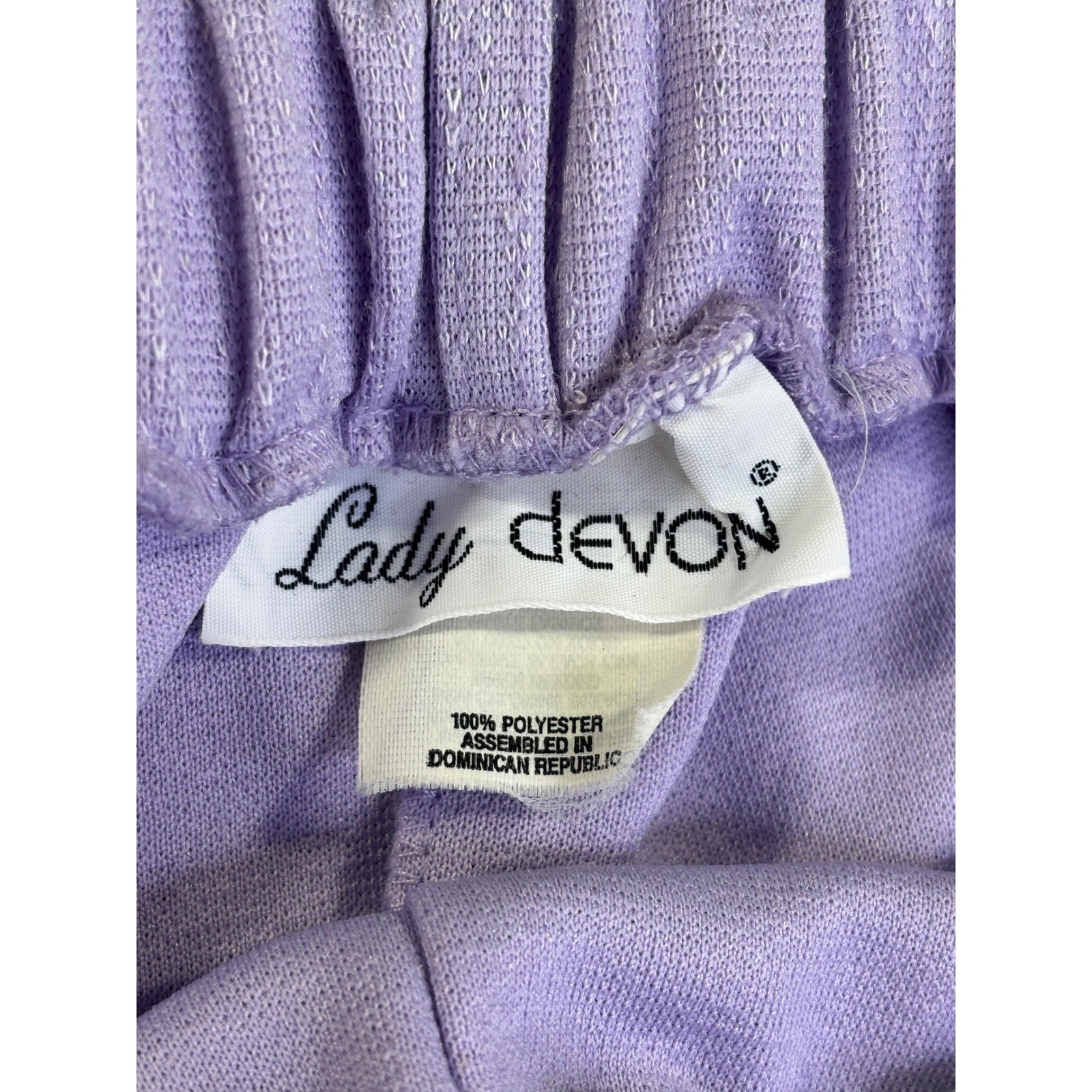 Lady Devon Vintage Lilac Purple Elastic Waist A-Line Skirt Textured Pastel XL