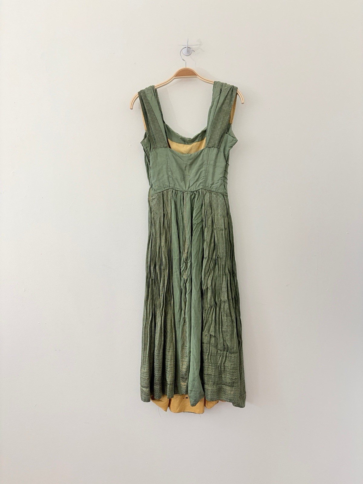 40s 50s Couture/Custom Made Gold Lamé Cocktail Dress Boning Old Hollywood XS