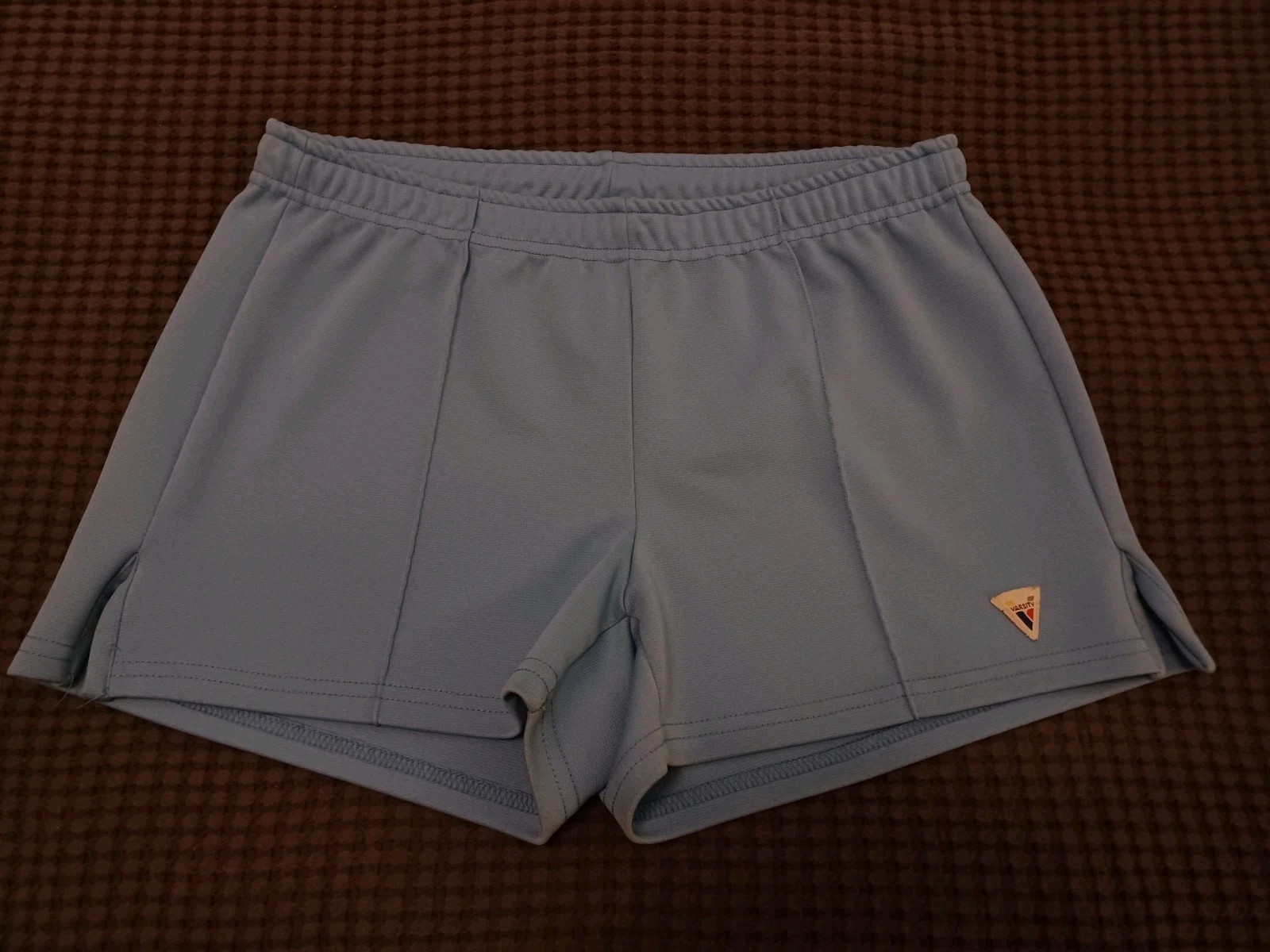 VINTAGE 80&rsquo;s Powder Blue VARSITY Gym Shorts – Size M/L – Excellent Condition!