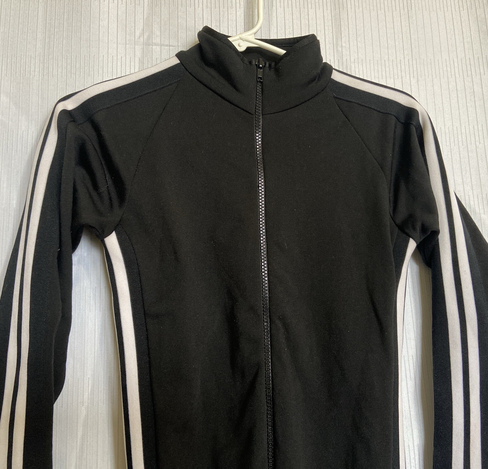 Vintage VS Sport Black Polyester/Spandex Full-Body Zipper Tracksuit w/ Stripes