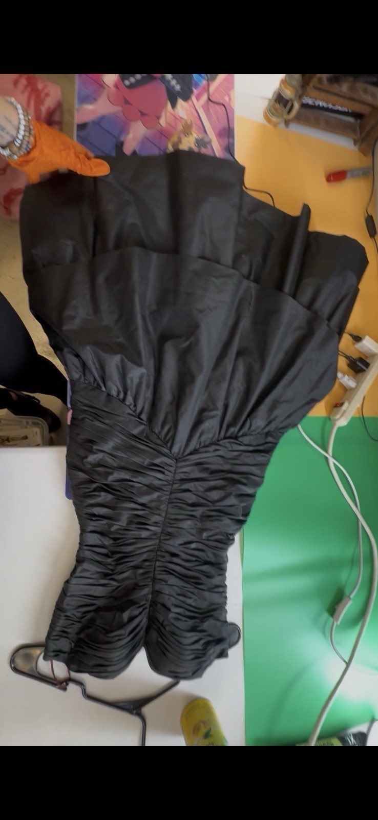 Vintage 80s Murray Arbeid Black Taffeta Ruched Bubble Dress Saks Fifth Ave
