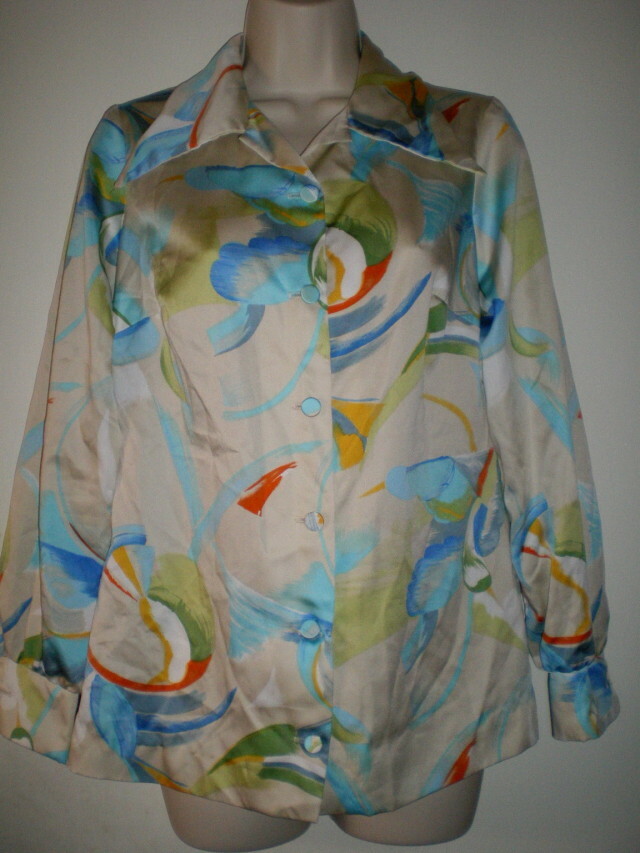Vintage Womens JULIE MILLER California TOP Blouse WORK OF ART Shirt