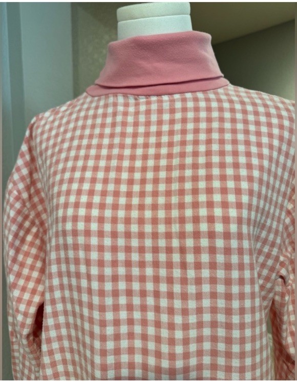 Vintage Pink & White Gingham Checkered Muumuu Nightgown w/ Pockets & Side Slits
