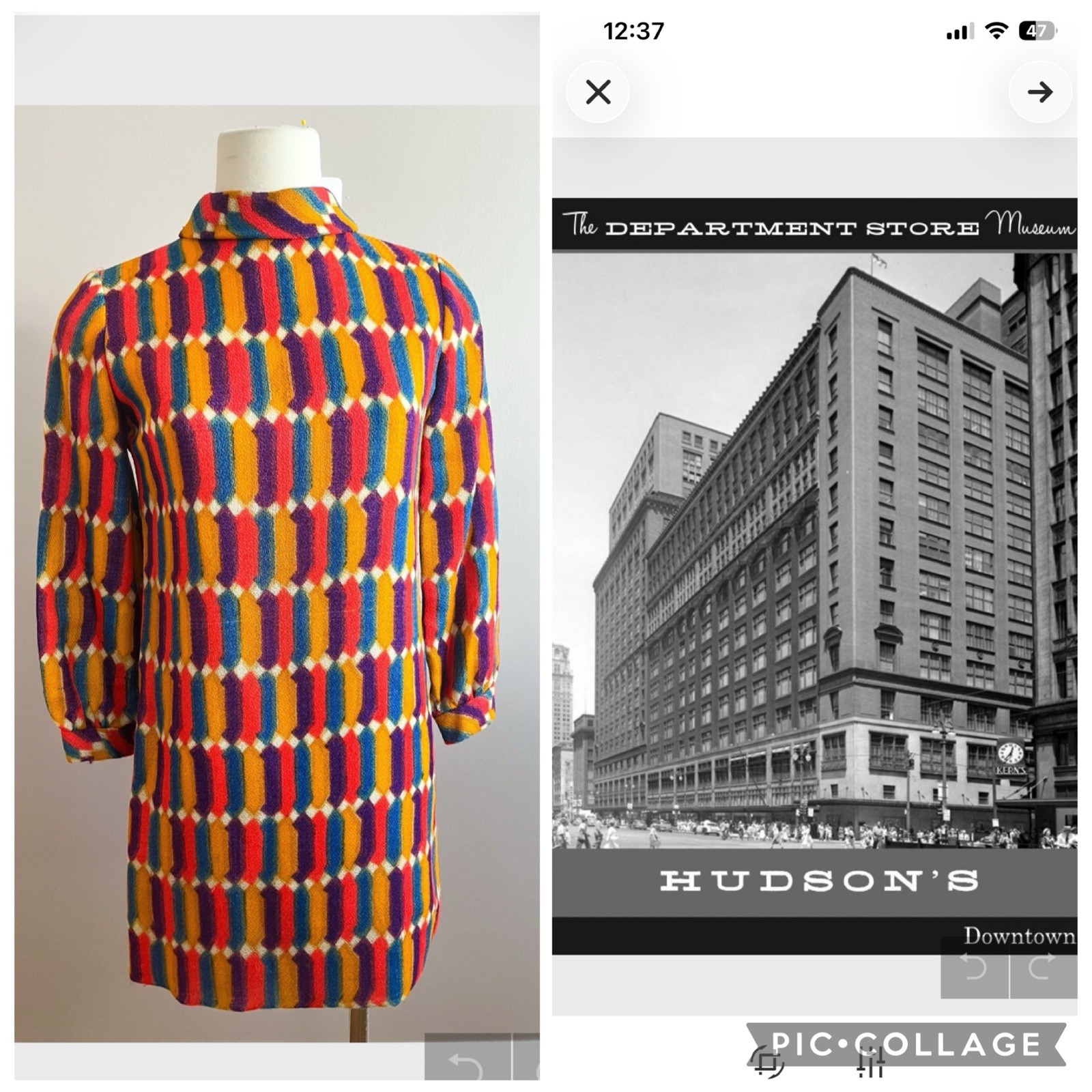 1960s Mod Rainbow Vintage Designer Carlye Dress Hudson’s Detroit Woodward Shops!