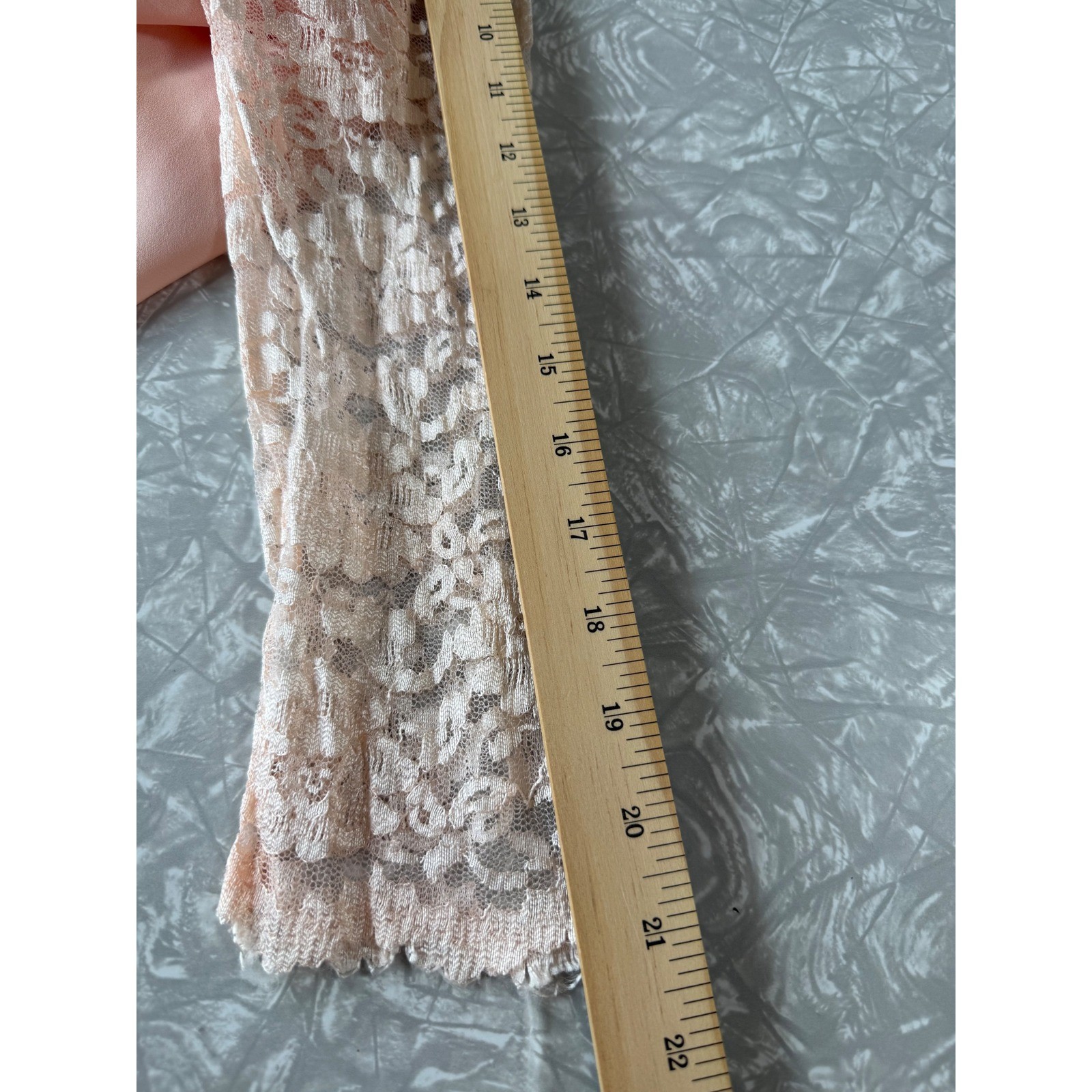 Vintage JCPenney Lace Chiffon Handkerchief Hem Dress Peach Pink 80s 90s Fairy