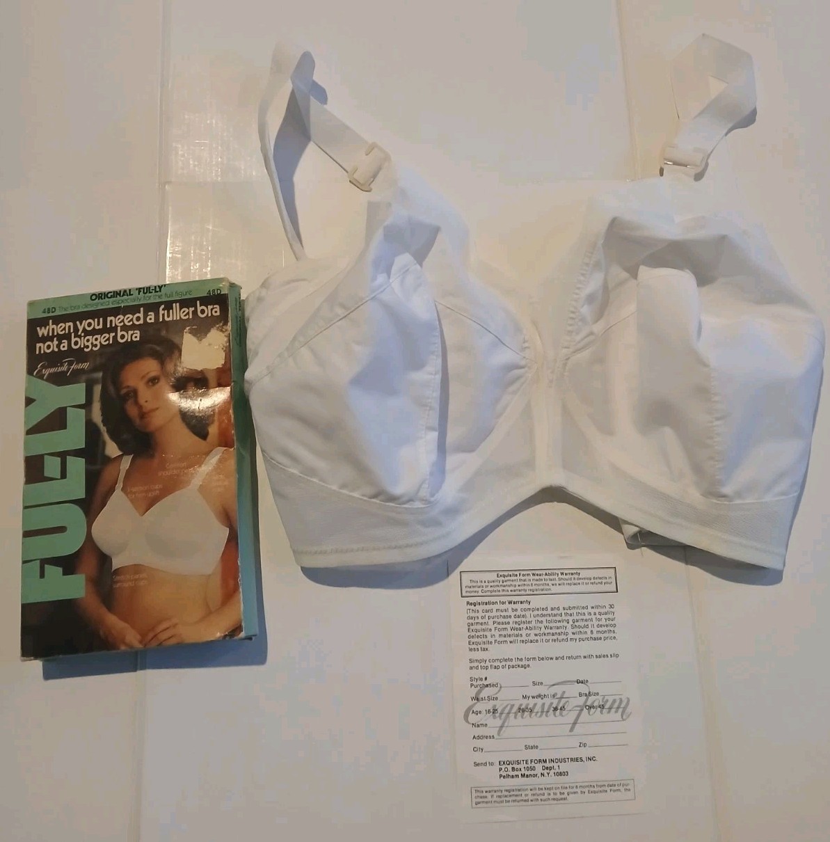 Vtg Exquisite Form Original Ful-ly Full Figure Bra Size 48D White Firm Uplift