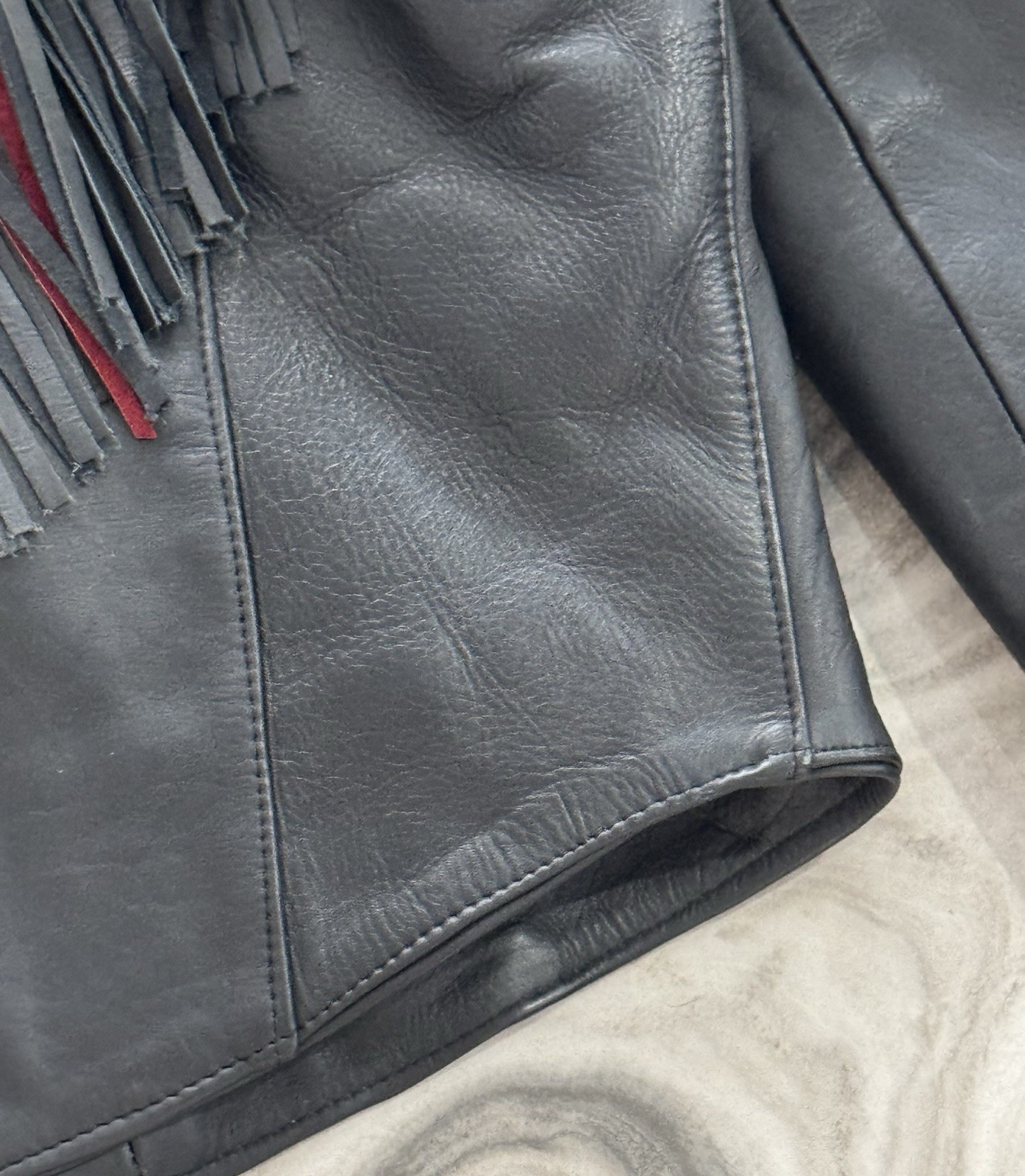 Vtg FIRST Fringed Leather Jacket Women’s 12 Moto Biker Western Made In USA