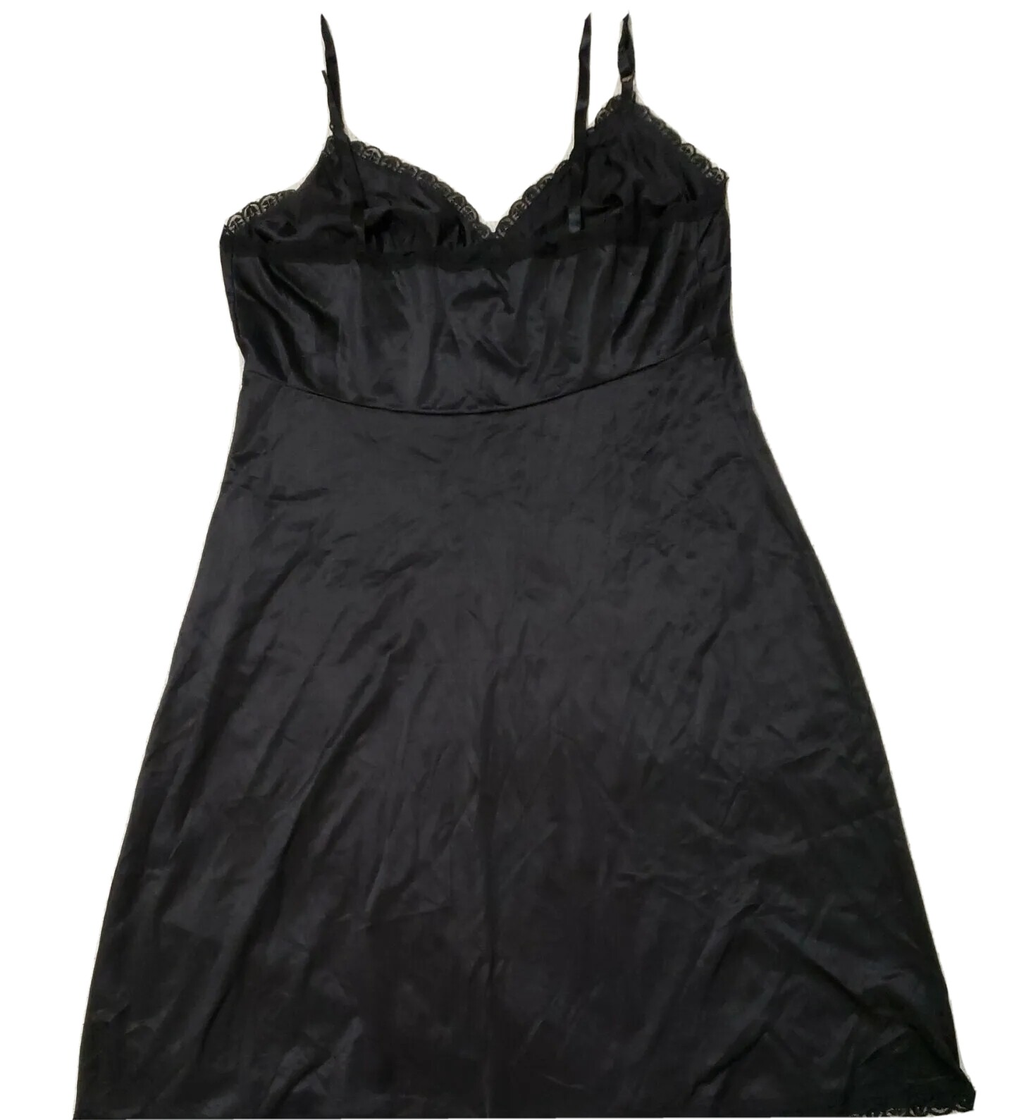 Sears Doesn&rsquo;t Slip Nylon Womens Full Slip. Sz 40. Black.Made in USA.Vintage.