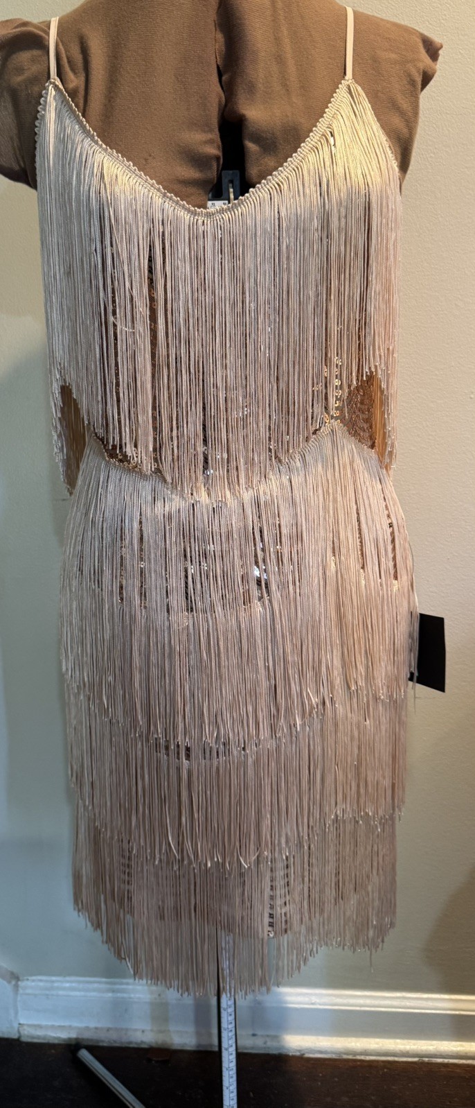 Fringe Flapper Dress Ivory/Gold Size XL Party Cocktail Prom
