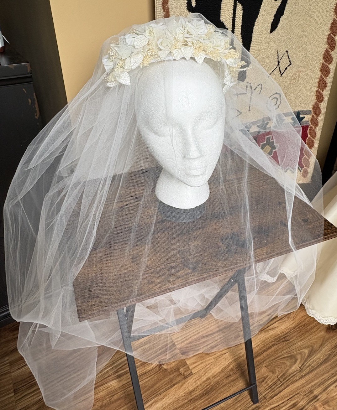 Vintage Renaissance 70’s Victorian Edwardian Wedding Dress Train Size 2/4P +VEIL