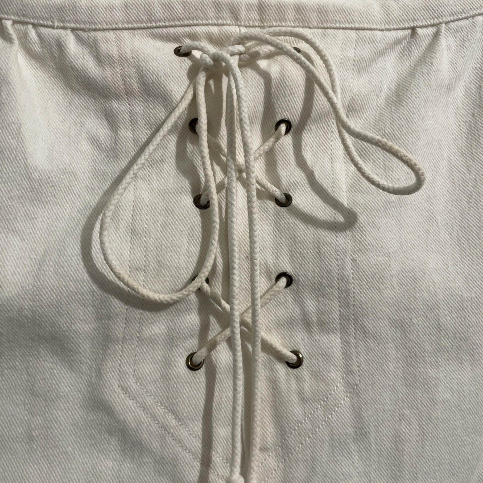 CELINE Vintage Macadam Gold Button 1980’s Cream Skirt Lace Up Stunning MCM
