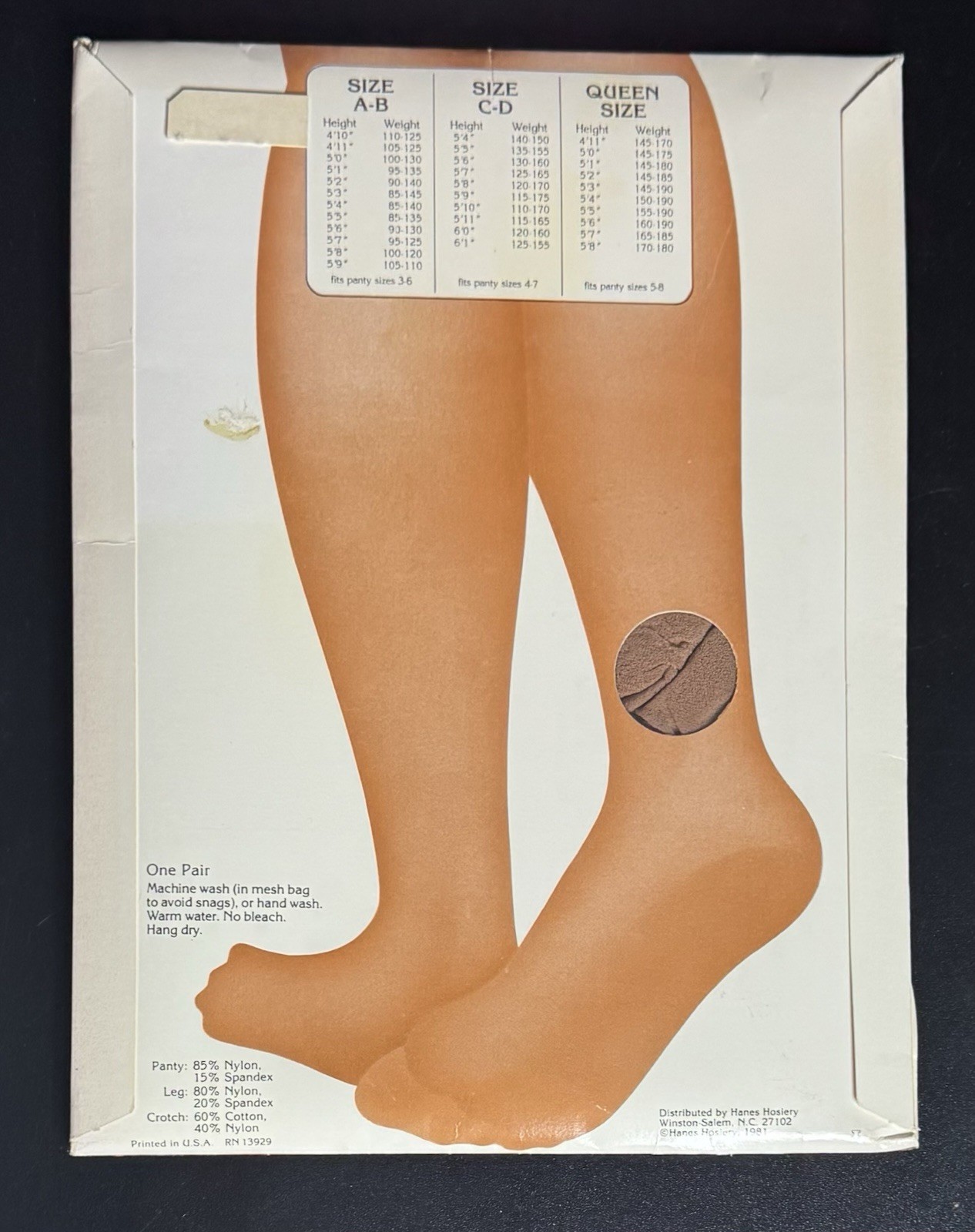 Vintage 1981 Slenderalls by Underalls Pantyhose size A-B 350 Nude legs & brief