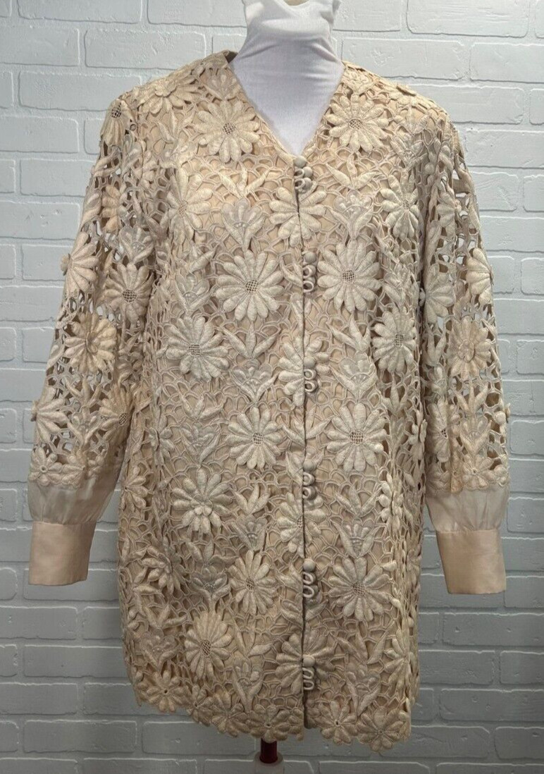 Women&rsquo;s Vintage 60&rsquo;s Lace Cut Out Shacket Classic Style Trendy Dressy Size 16