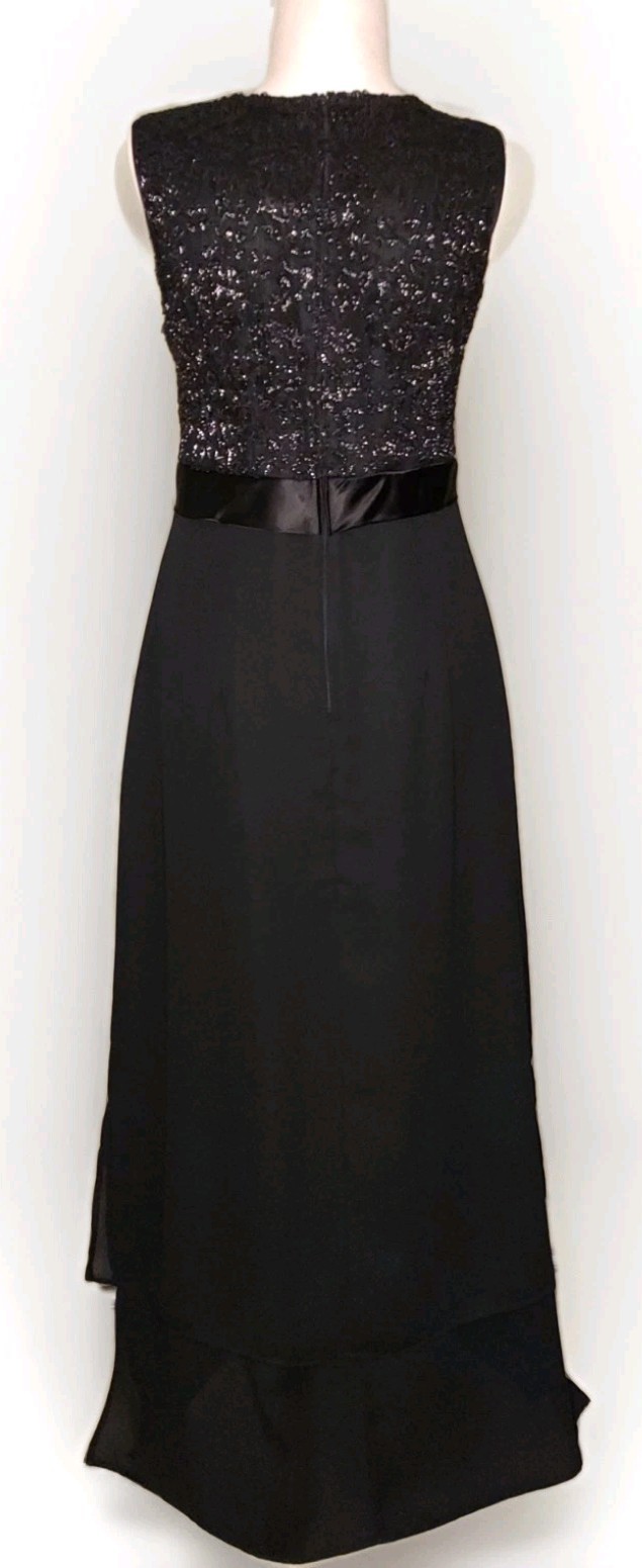 Jeffrey & Dara Evenings – Black Lace Bodice Layered Dress & Jacket – Size 6