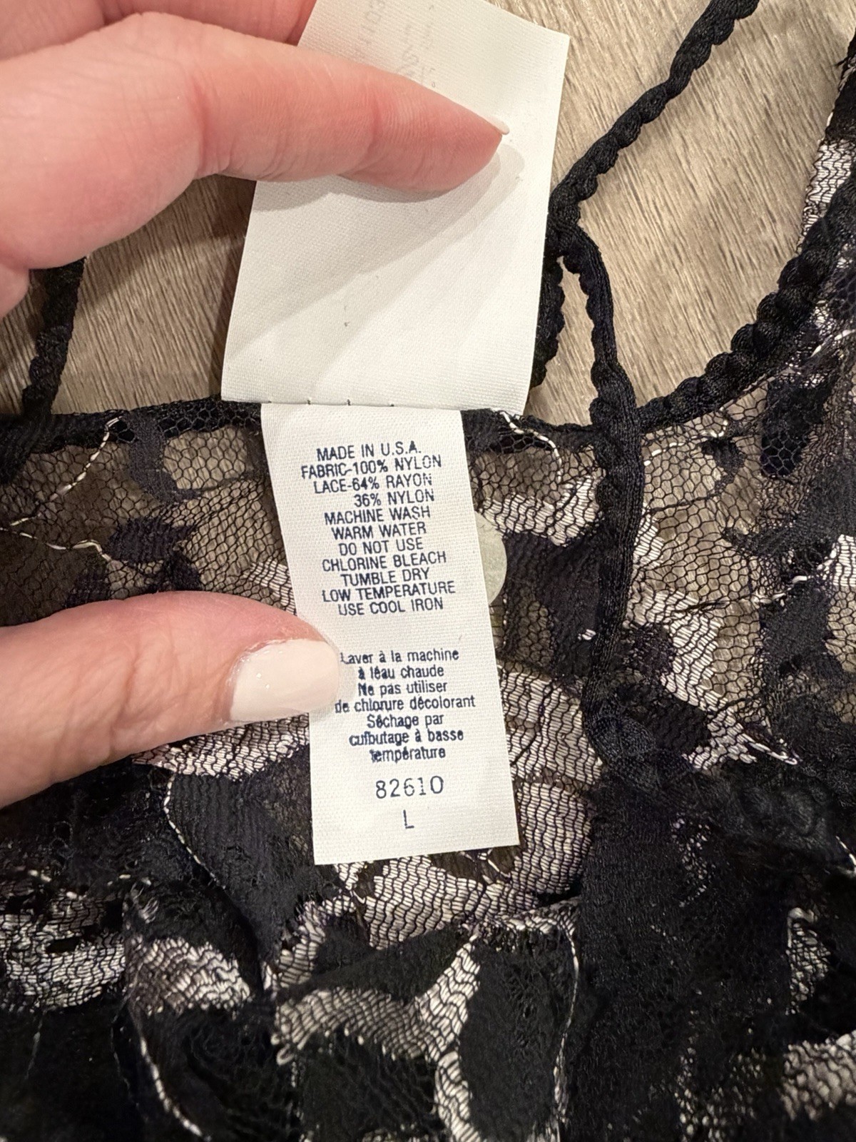 Vintage Undercover Wear Large Black Nylon Babydoll Lace Bodice Underwear NWOT