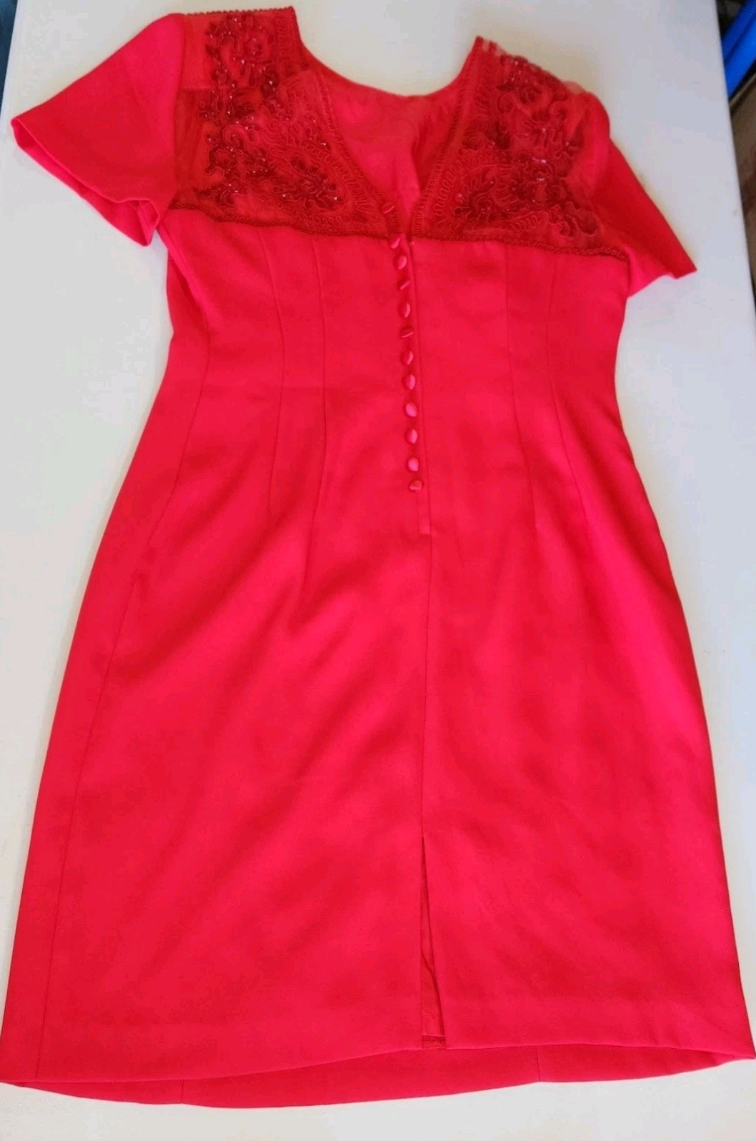 Donna Morgan Red Beaded/ Embroidered Chiffon Dress Formal/Cocktail Dress Sz 10