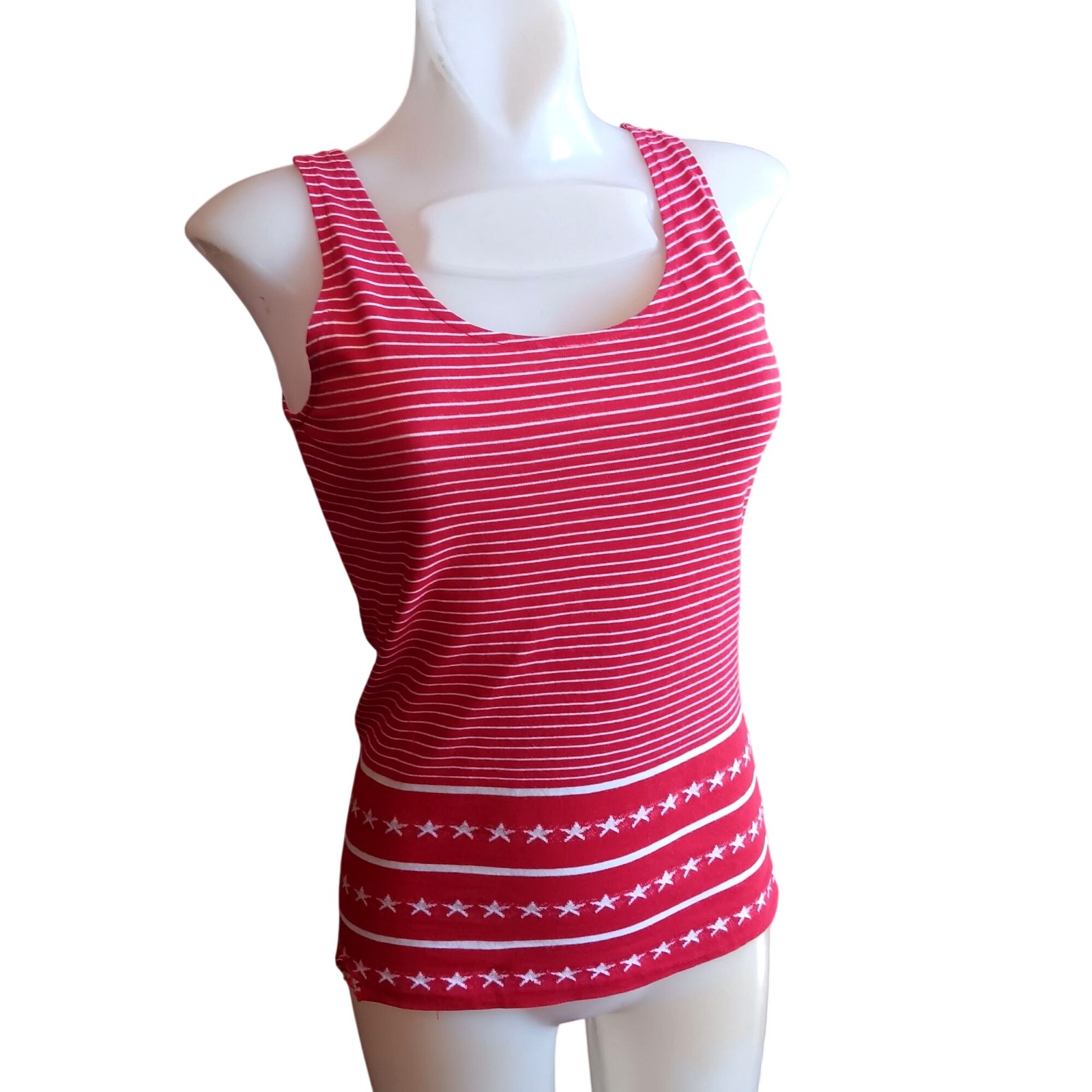 True Vintage Tank Top Small 1970s Red Star Print by Bobbie Brooks Shirt Hippy