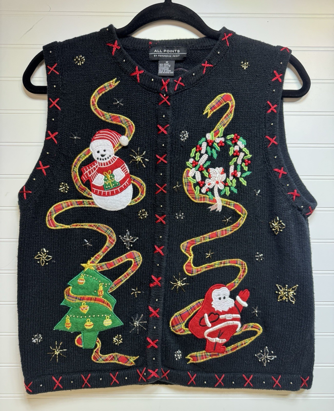 All Points by Reference Point Vintage Womens Christmas Sweater Vest Sz Medium