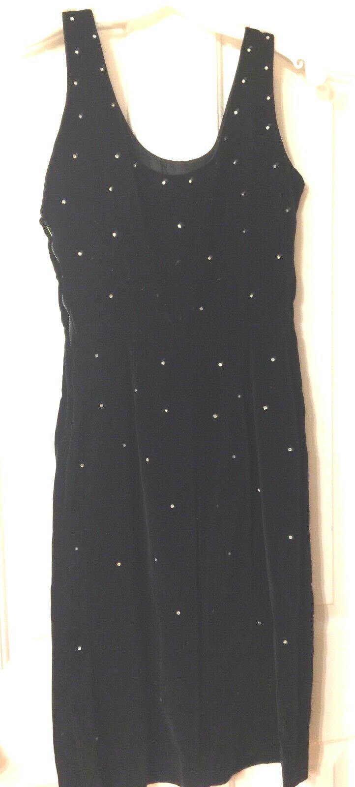 VLV ROCKABILLY JERRY GILDEN « SPECTATOR » BLACK VELVET DRESS WITH RHINESTONES