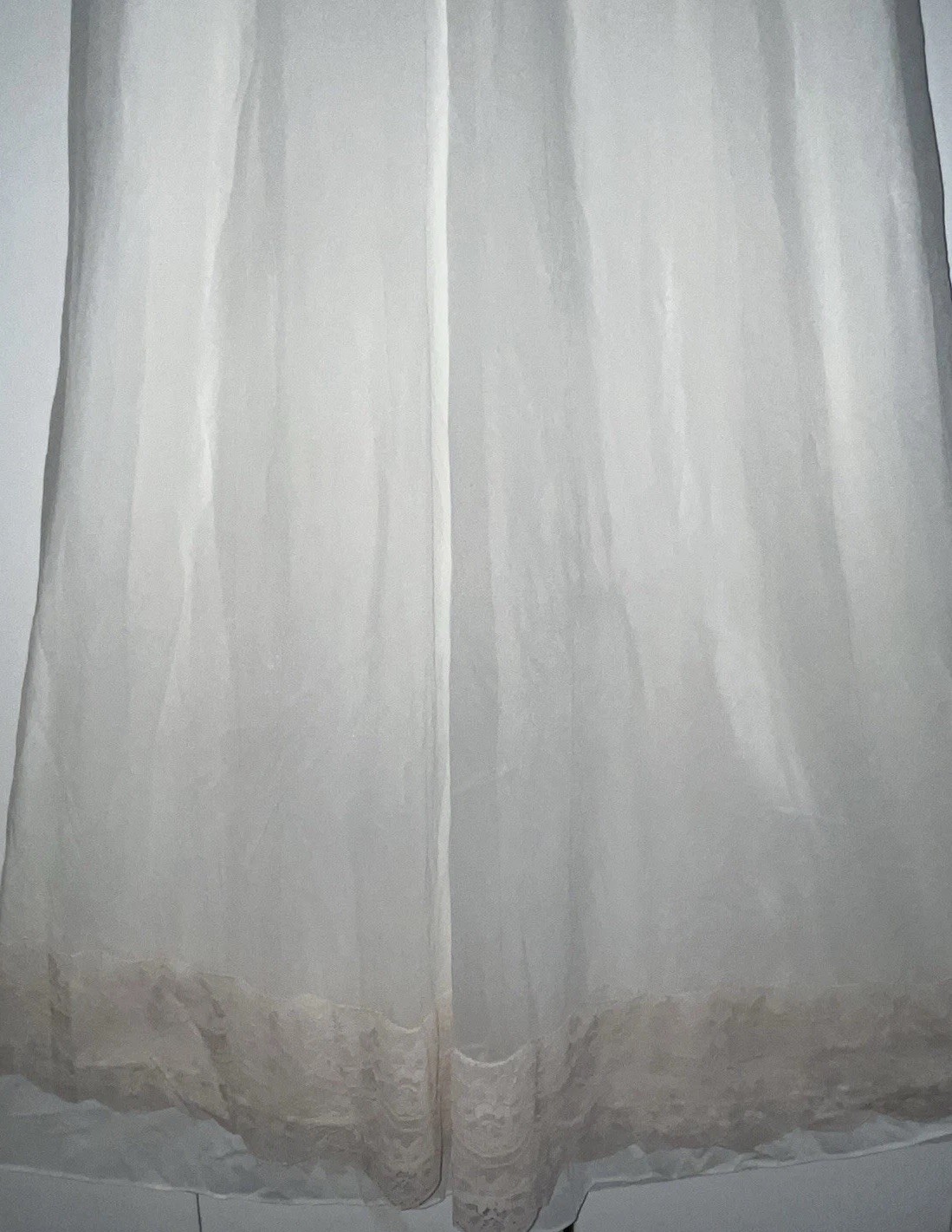 VTG INTIME Chiffon Nightgown Large White Ivory Lace Bridal Full Sweep Maxi Gown