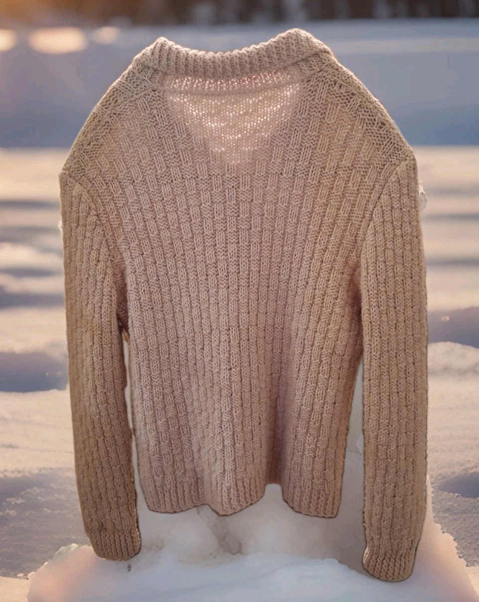 Vintage Handmade Sweater Basket Knit Stich Shawl Collar Cardigan Women&rsquo;s Large