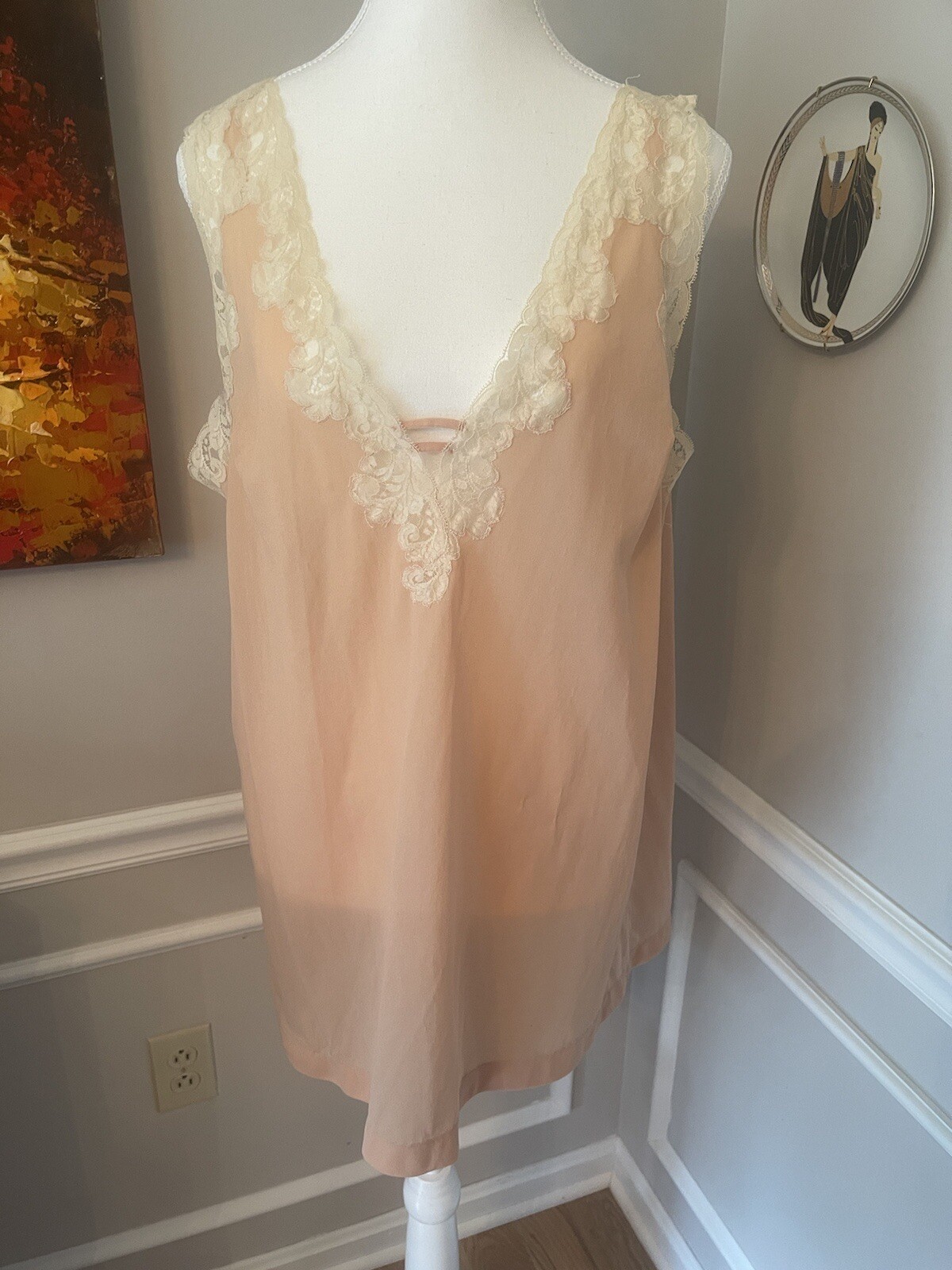 Emilio Pucci For Formfit Rogers Lace Top Slip Dress Lingerie Sz 12-14 Blush Pink