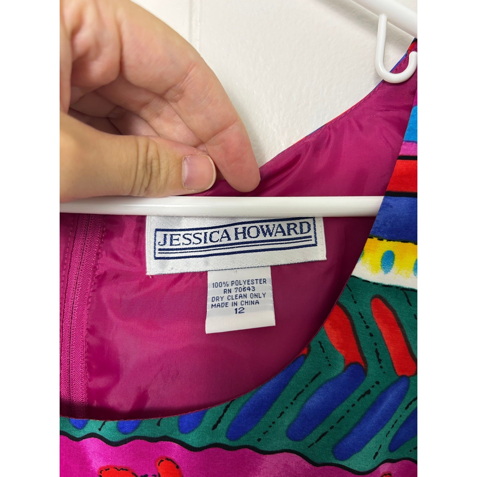 Jessica Howard Dress size 12 Pink Vintage 90s Maximalist Art To Wear Shift Retro