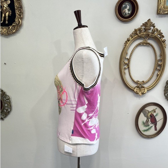 Vintage Jeans De Christian Lacroix Graphic Tank Top Floral Butterfly Size S