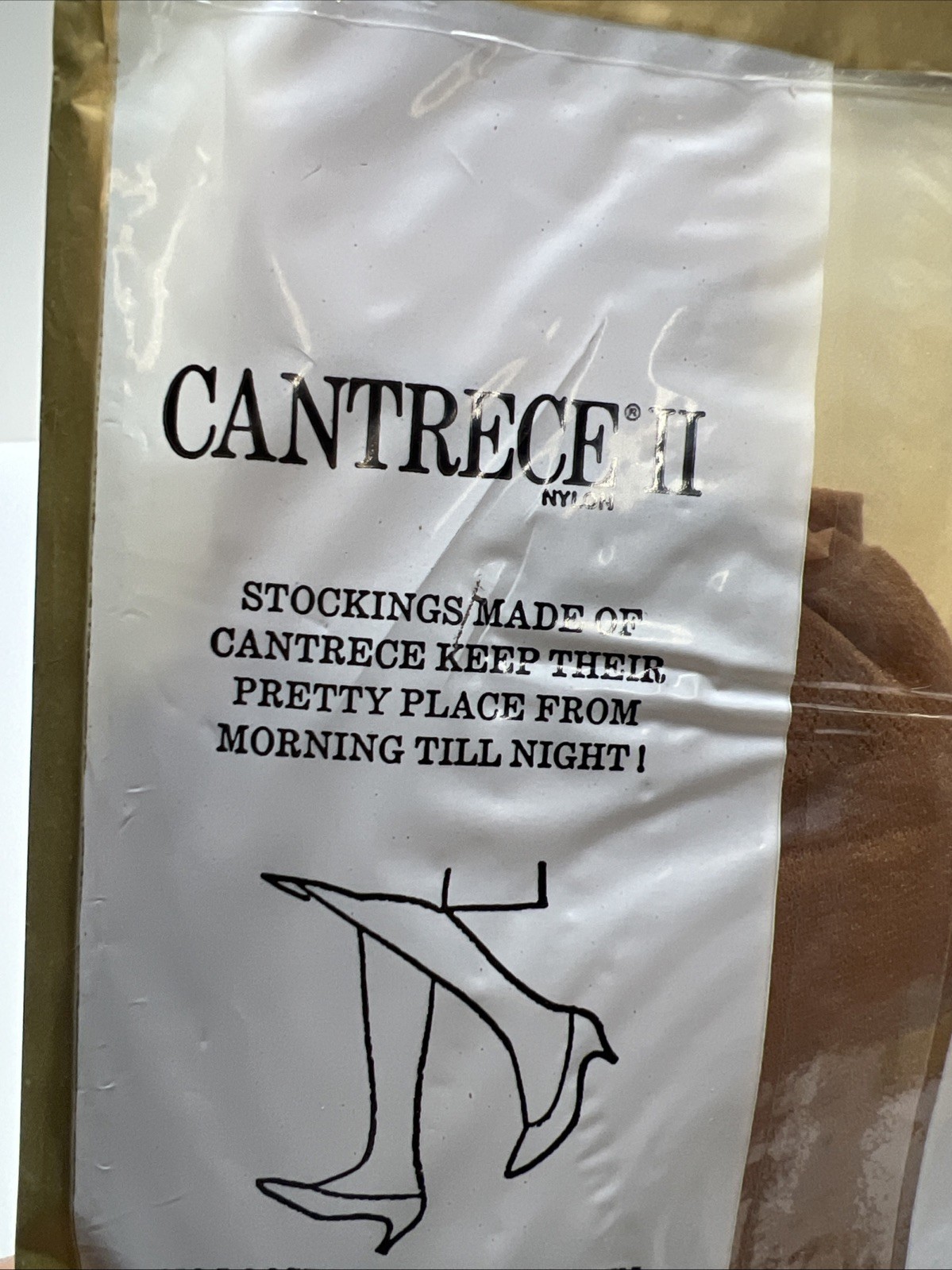 100% Nylon Seamless Sheer Cantrece II Stockings Size 9 1/2-10 Amber Beige. VTG