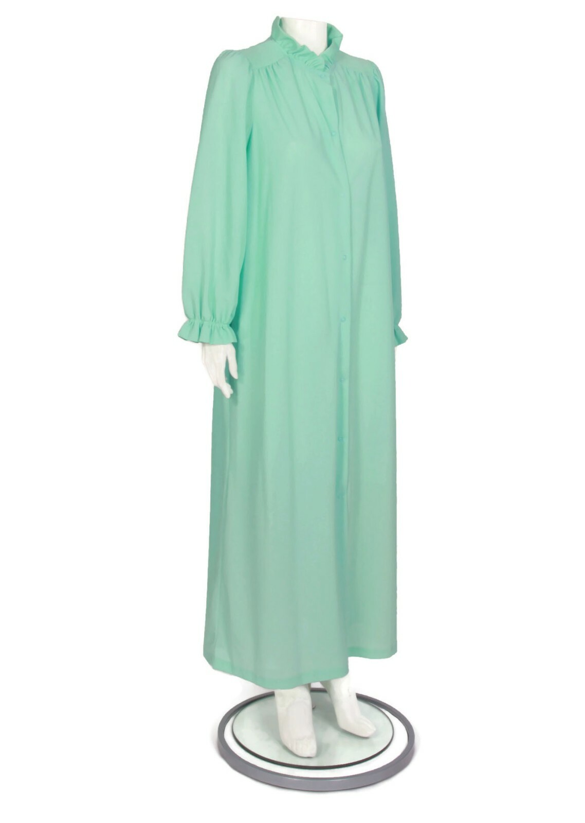Take- Along Sears Robe Nightgown Mint Green Long Sleeve Snap Button Medium 12-14