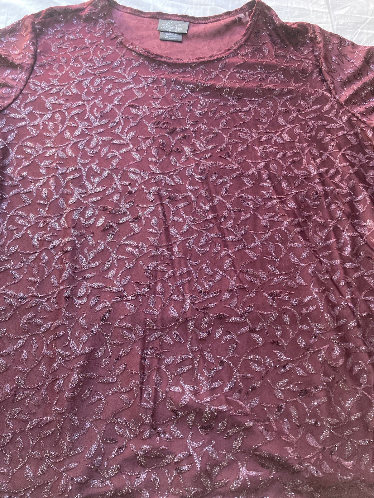 Vintage Women’s Kathie Lee Sparkling Pattern Maroon Blouse Top Size 26/28 3X