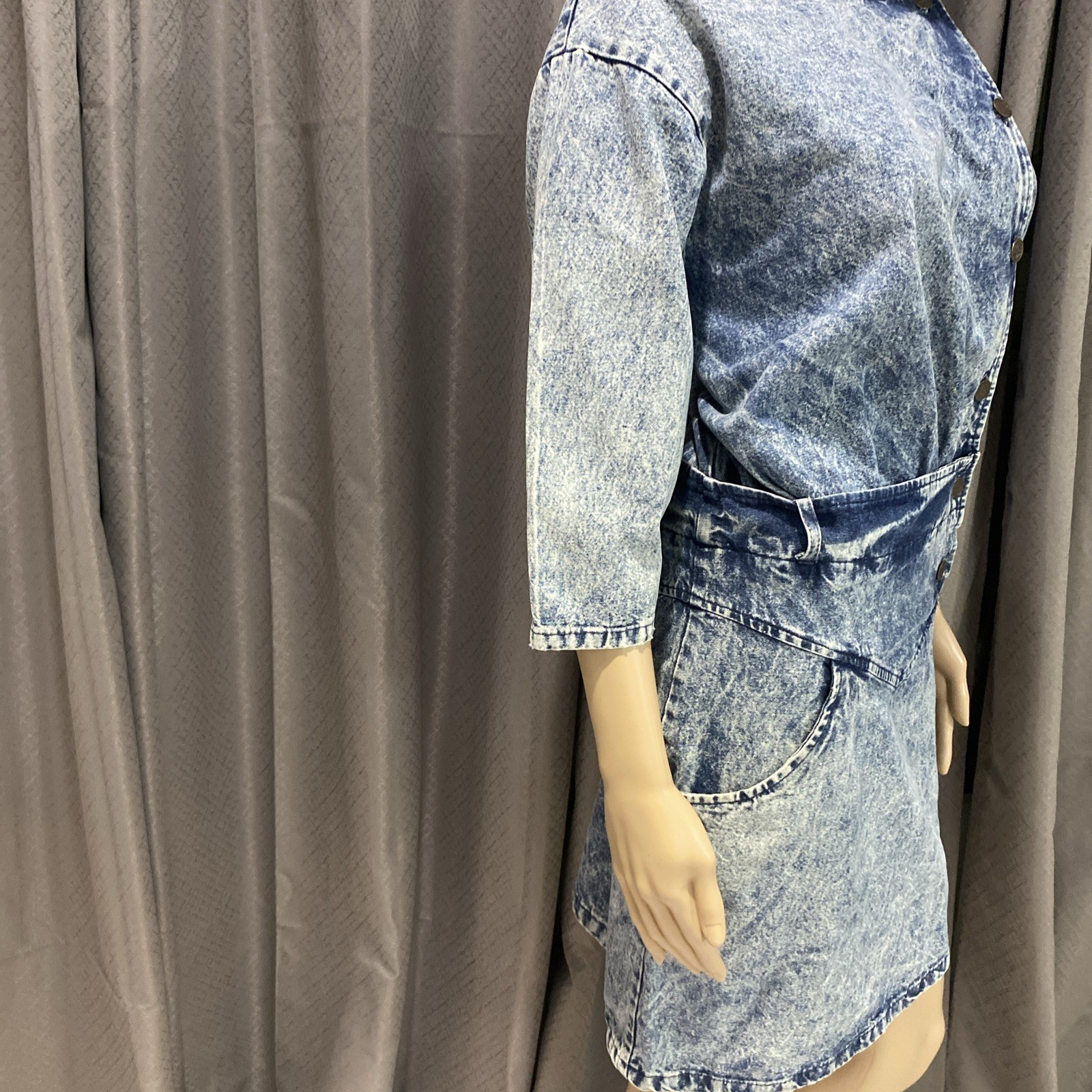 Vintage Landon West 1980s Blue Denim Shirt Dress 100% Cotton Size 7/8