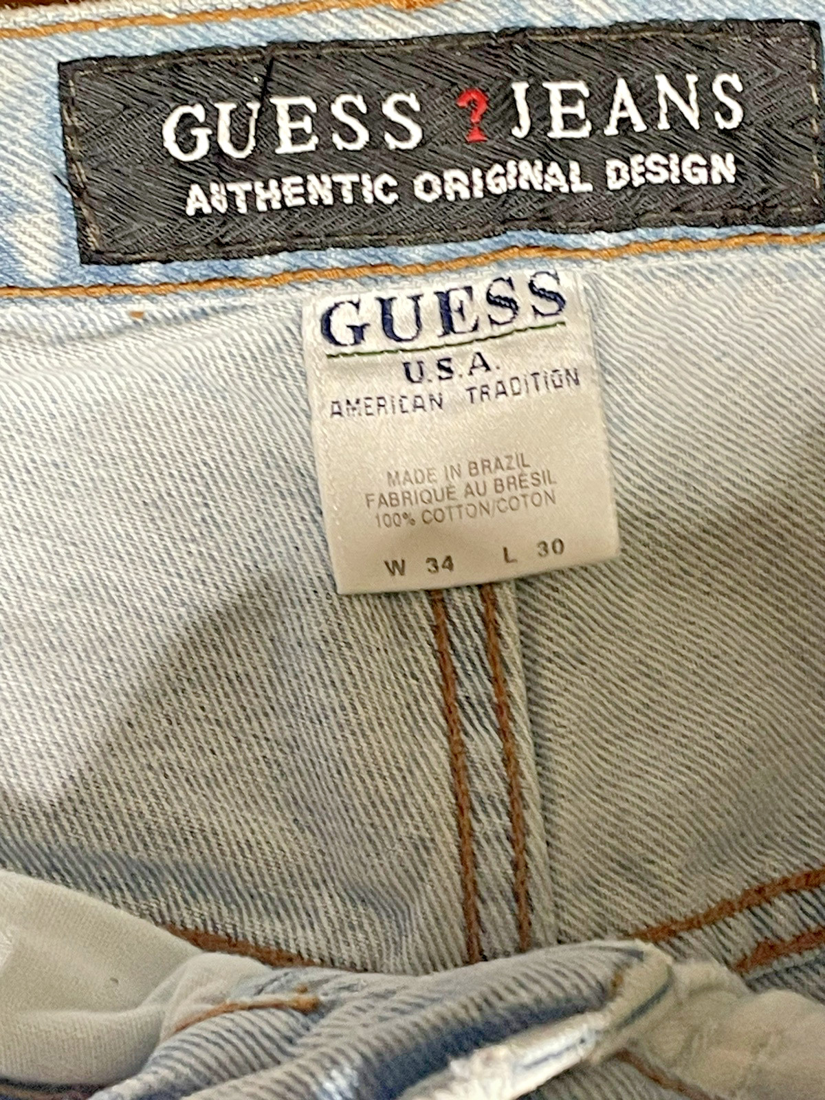 Guess 34×30 Actual 33×30 Mom High Waist Denim Taper Leg Y2K Double Button Jeans