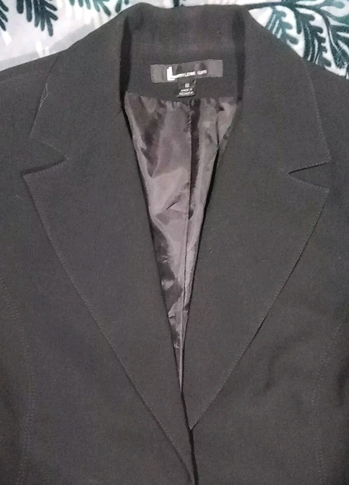 Vntg Larry Levine 90s Short Suit Jacket Blazer Black Single Button No Flaw SZ 12