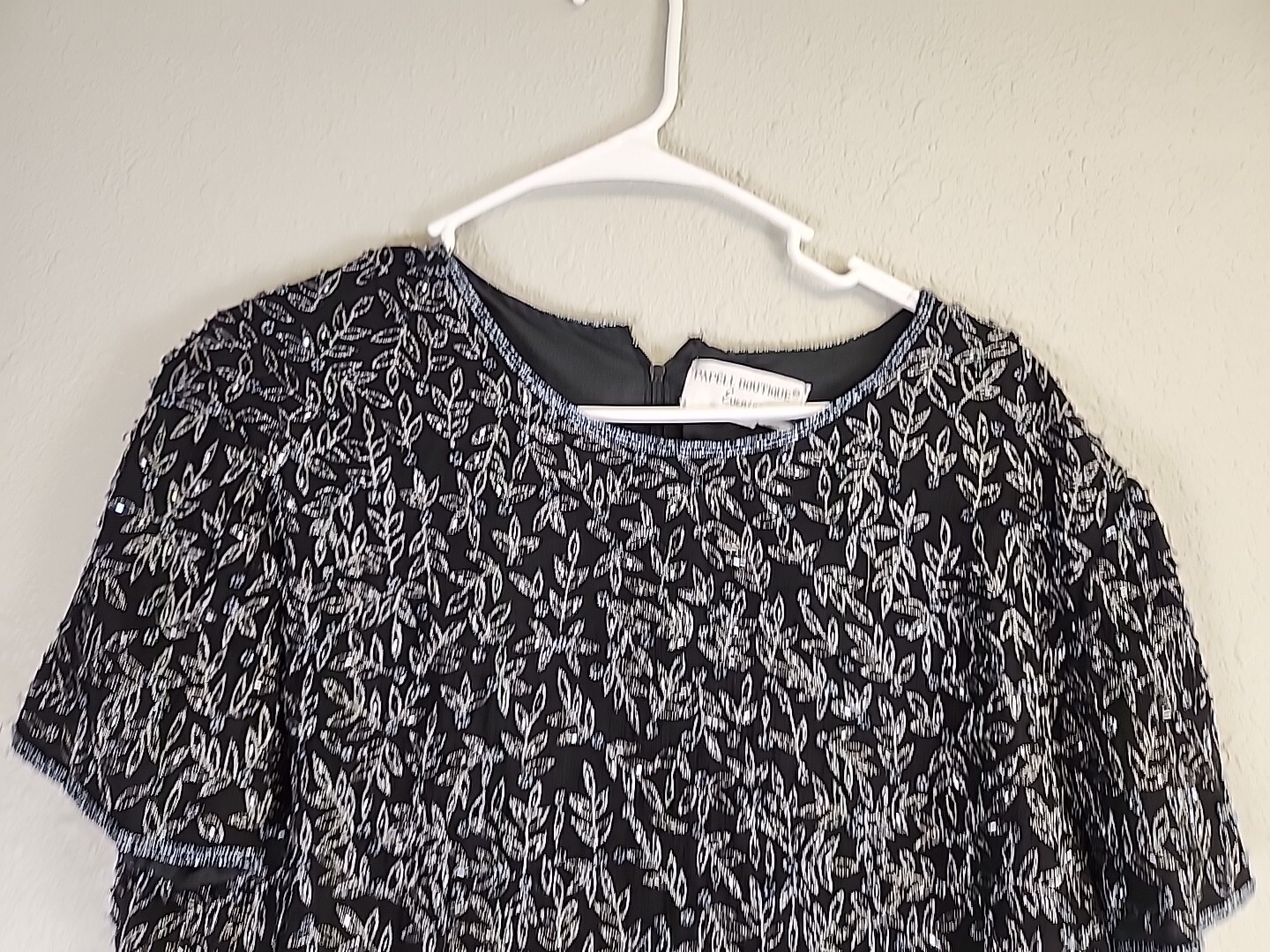 VTG Papell Boutique Evening Black Beaded Blouse SZ N/A