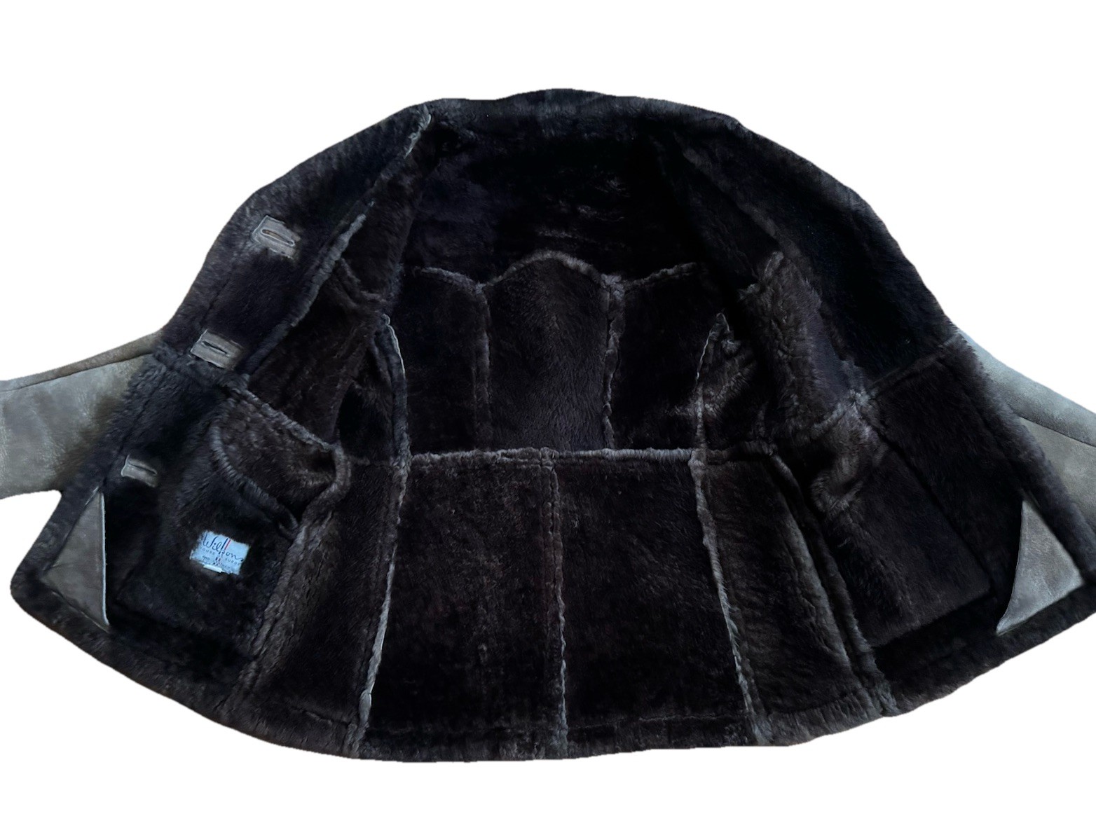 Wilsons Brown Suede Shearling Fur Coat Size 12, Vintage Style, Chest 42in