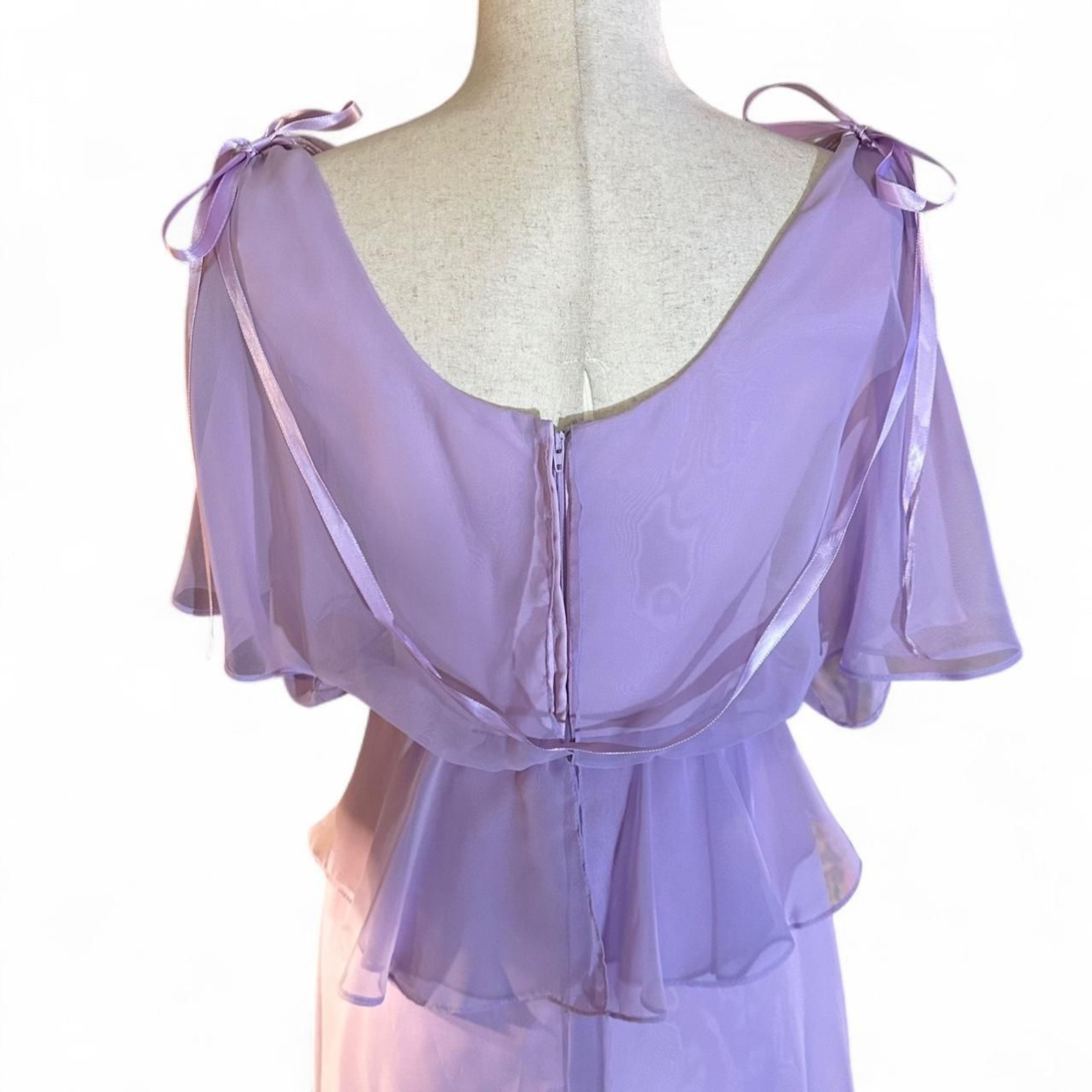 60s Lavender Chiffon Cowl Neck Union Made Formal Gown