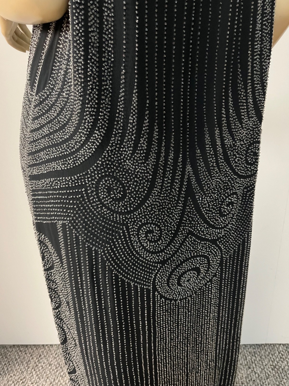 Vintage J Peterman 1920s Style Art Deco Beaded Silk Fever Dress Size 8 Bust 36-7