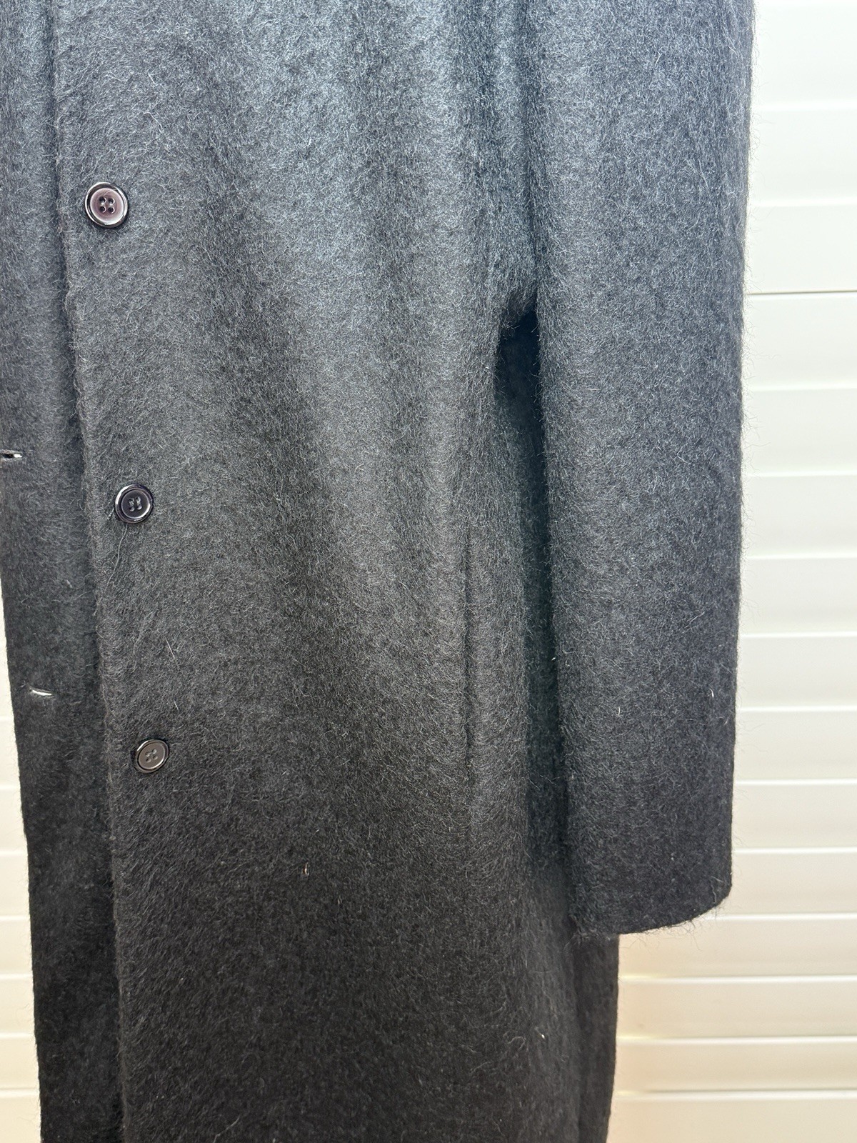 Vintage Amanda Smith Black Long Button-Front Wool/Alpaca/Mohair Trench Coat-14