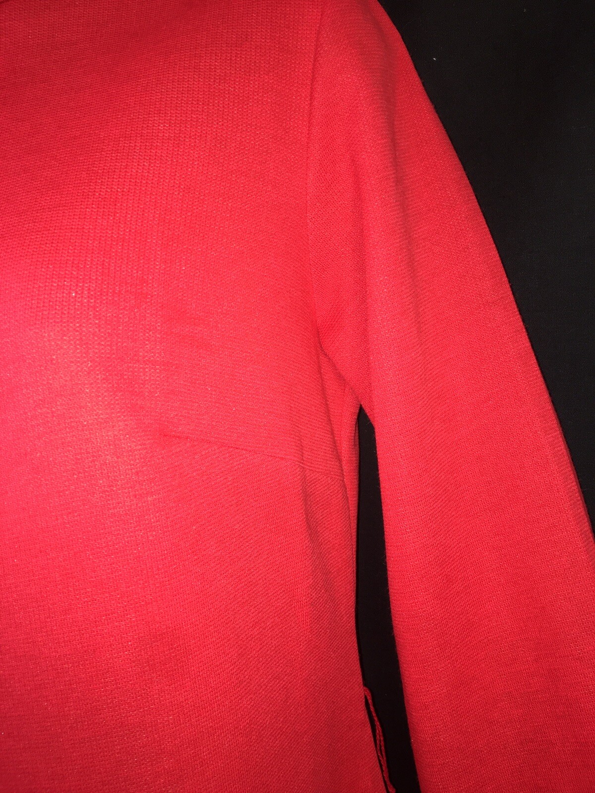 Vtg 1960s 70s Bleeker Street Solid Red Sz 8 Mod Shift Dress Long Sleeve Poly