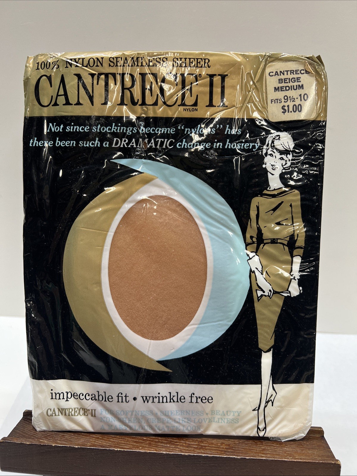 Vintage 100% Nylon Seamless Sheer Cantrece II Stockings Size 9 1/2-10 Beige Med