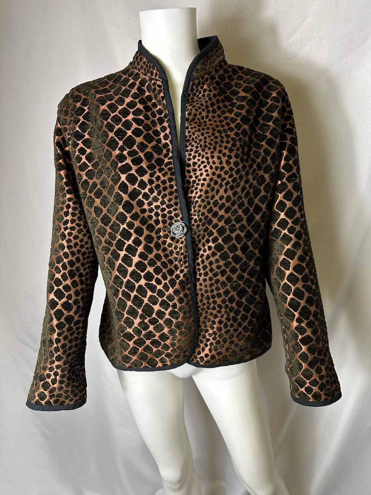 STUNNING VINTAGE REVERSIBLE BLAZER No Tag Pit To Pit 19 Blk & Copper